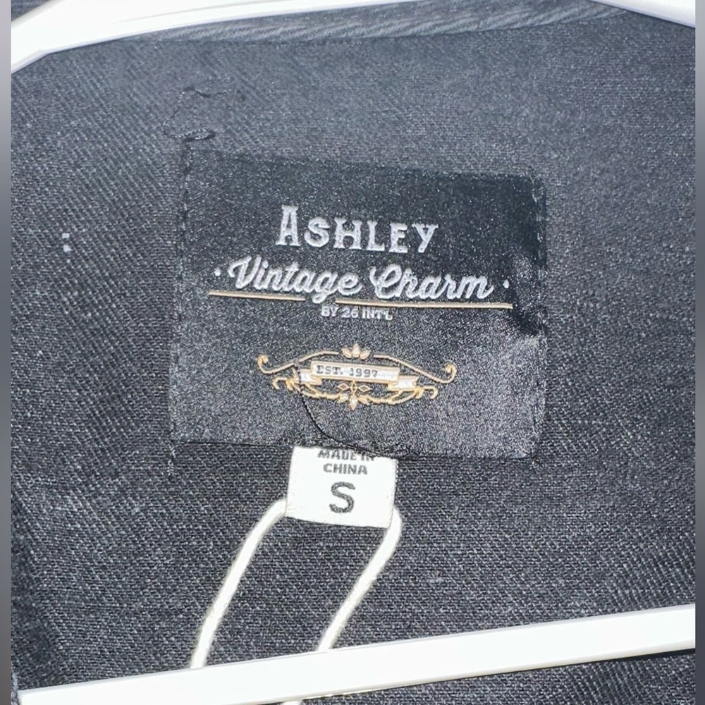 Black Denim Vest with Bow Ties (Ashley Vintage Charm) - Picture 3 of 6